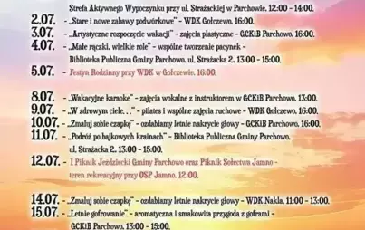 Zdjęcie do WAKACJE 2025 - LIPIEC Z GCKiB PARCHOWO