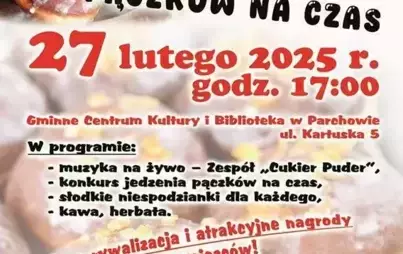 Zdjęcie do MISTRZOSTWA GMINY PARCHOWO W JEDZENIU PĄCZK&Oacute;W NA CZAS