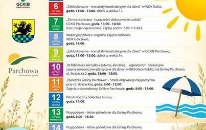 Zdjęcie do WAKACJE 2026 - LIPIEC Z GCKiB PARCHOWO [PROGRAM]