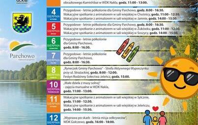 Zdjęcie do WAKACJE 2026 - SIERPIEŃ Z GCKiB PARCHOWO
